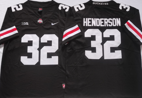 Men's Ohio State Buckeyes Treveyon Henderson #32 Black Jersey